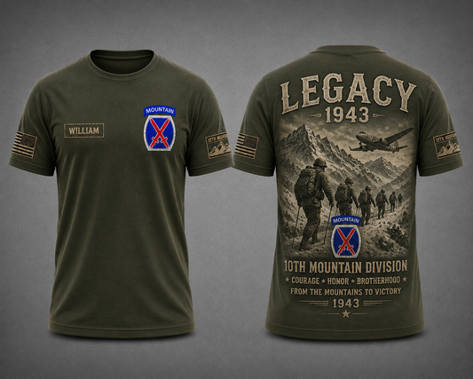 Legacy 1943 Mountain Division Shirt Army Veteran Custom Name Tee