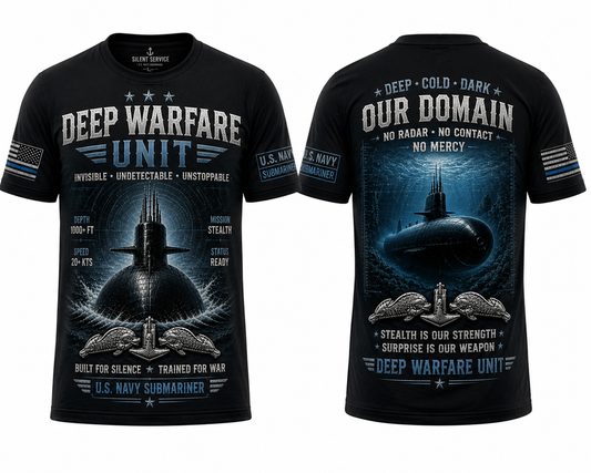 Deep Warfare Unit Submarine T-Shirt Invisible Undetectable Unstoppable US Navy Submariner Military Shirt