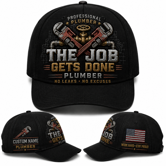 Custom Name Professional Plumber The Job Gets Done Baseball Cap