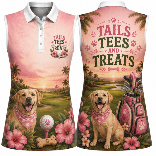 Tails Tees And Treats Women's Sleeveless Athleisure Polo Shirt