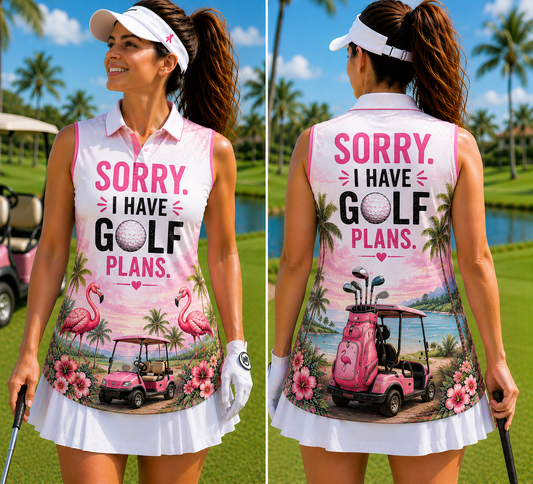 Sorry I Have Golf Plans Women's Sleeveless Athleisure Polo Shirt