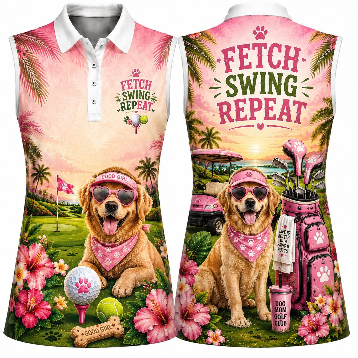 Fetch Swing Repeat Women's Sleeveless Athleisure Polo Shirt