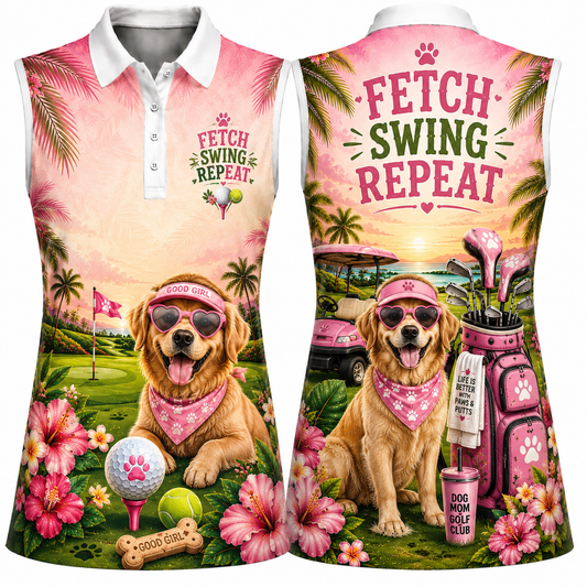 Fetch Swing Repeat Women's Sleeveless Athleisure Polo Shirt