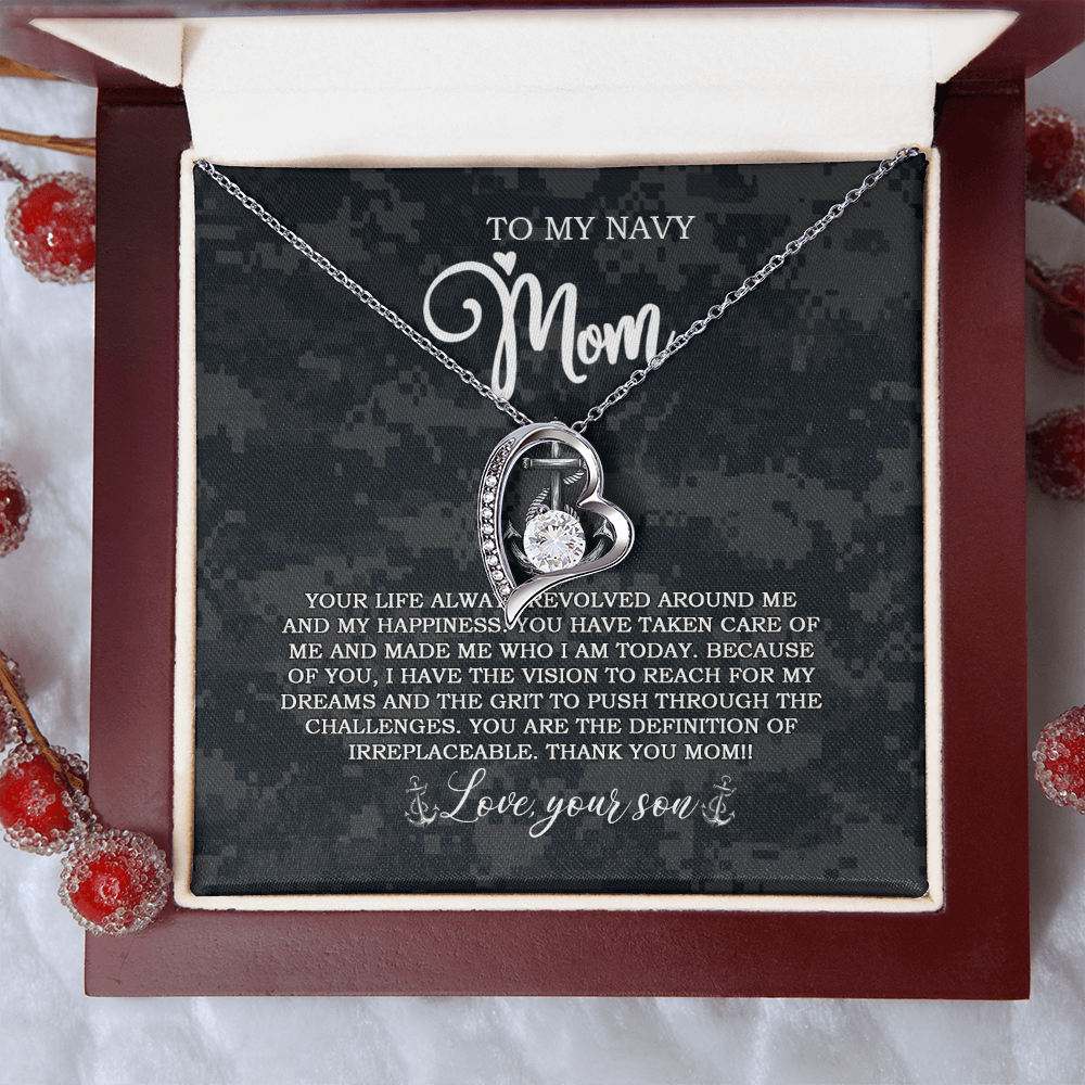 US Navy To My Navy Mom Forever Love Necklace