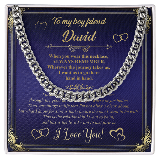 Custom Name To My Boy Friend, Valentine Cuban Link Chain NLMP2501PL11