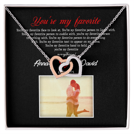 Custom You Are My Favourite Valentine Interlocking Hearts Necklace