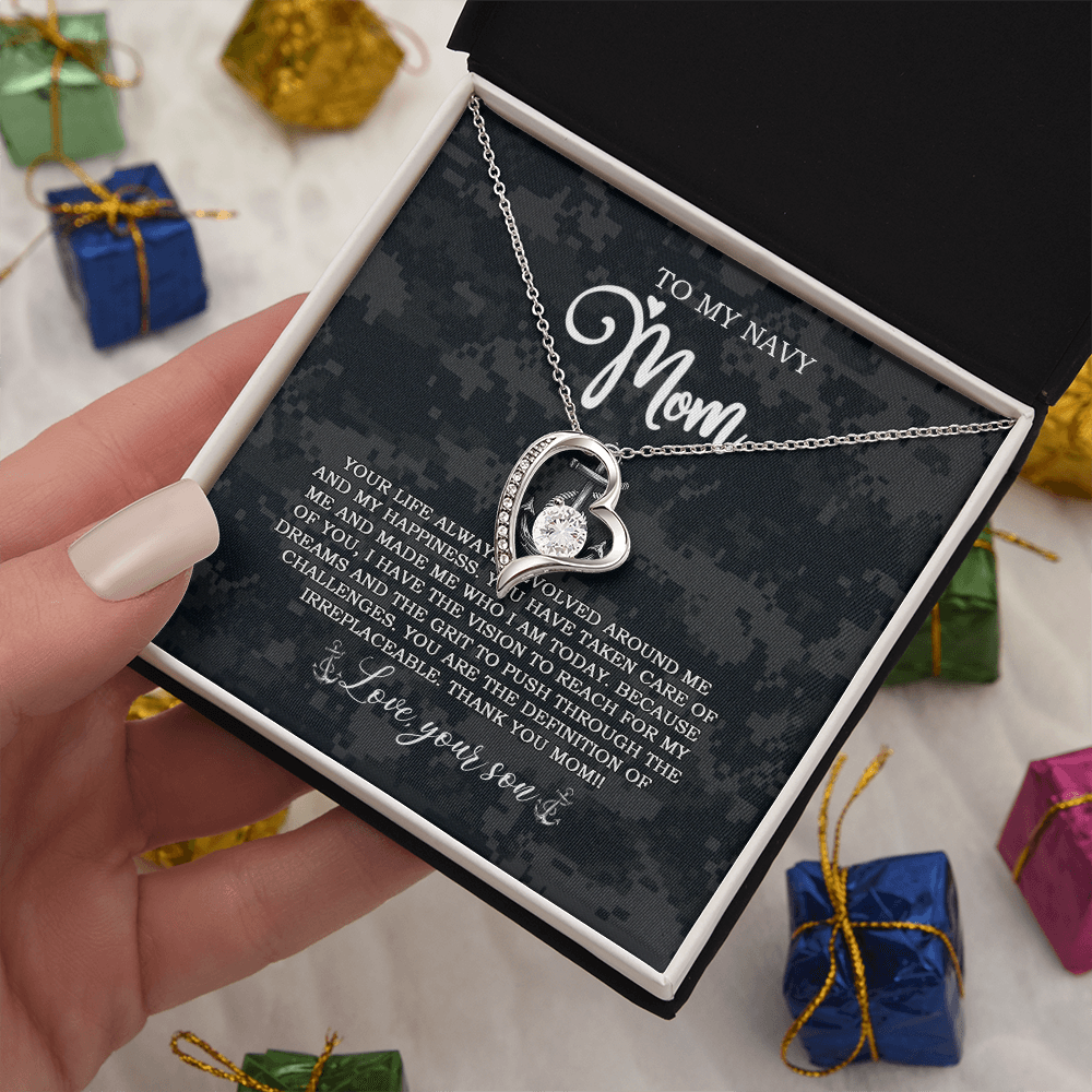 US Navy To My Navy Mom Forever Love Necklace
