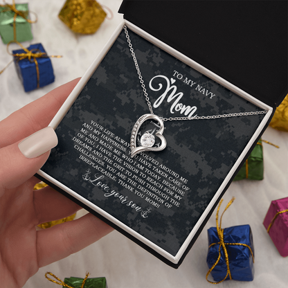 US Navy To My Navy Mom Forever Love Necklace