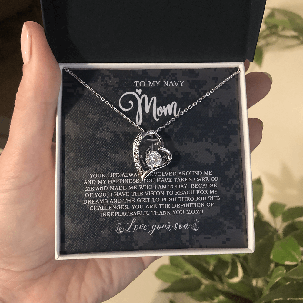 US Navy To My Navy Mom Forever Love Necklace