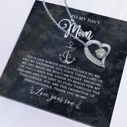 US Navy To My Navy Mom Forever Love Necklace