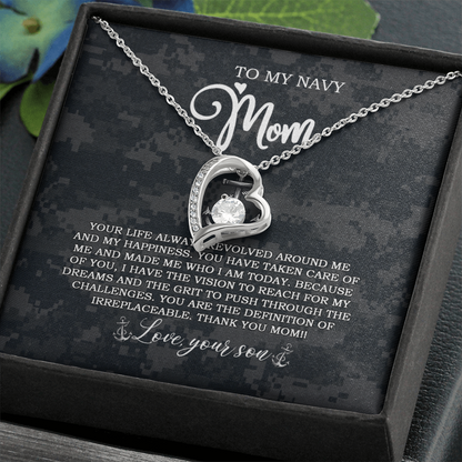 US Navy To My Navy Mom Forever Love Necklace