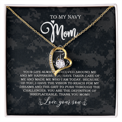 US Navy To My Navy Mom Forever Love Necklace