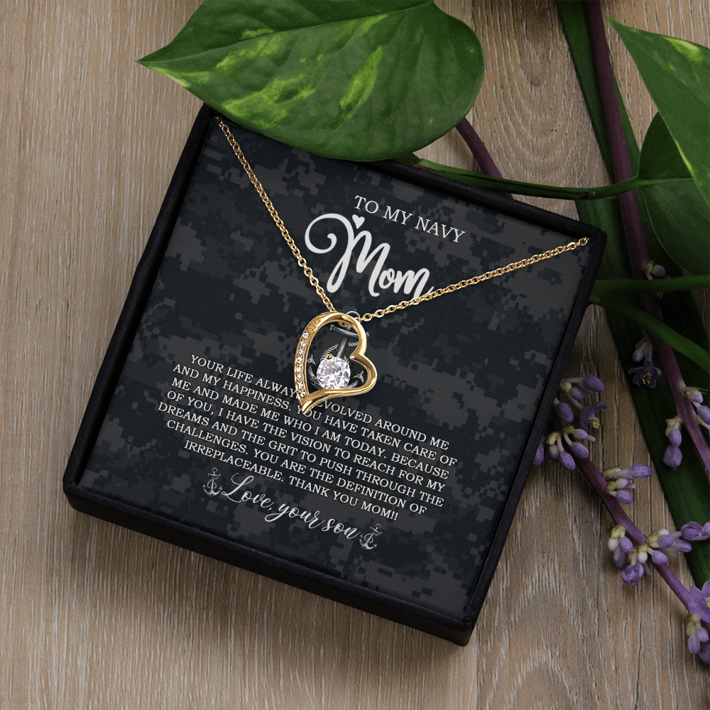 US Navy To My Navy Mom Forever Love Necklace