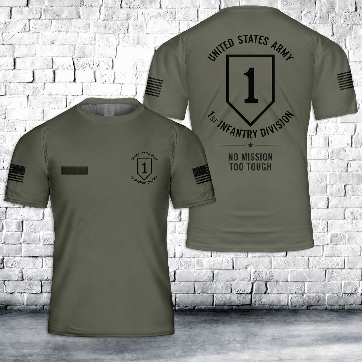 US Army 1st Infantry Division "No Mission Too Tough" 3D T-Shirt