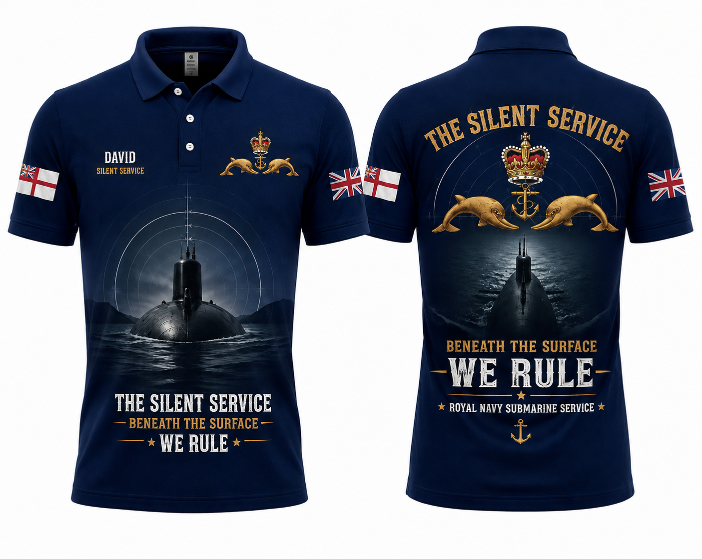 Royal Navy The Silent Service Polo Shirt - Royal Navy Submarine Service Veteran Gift