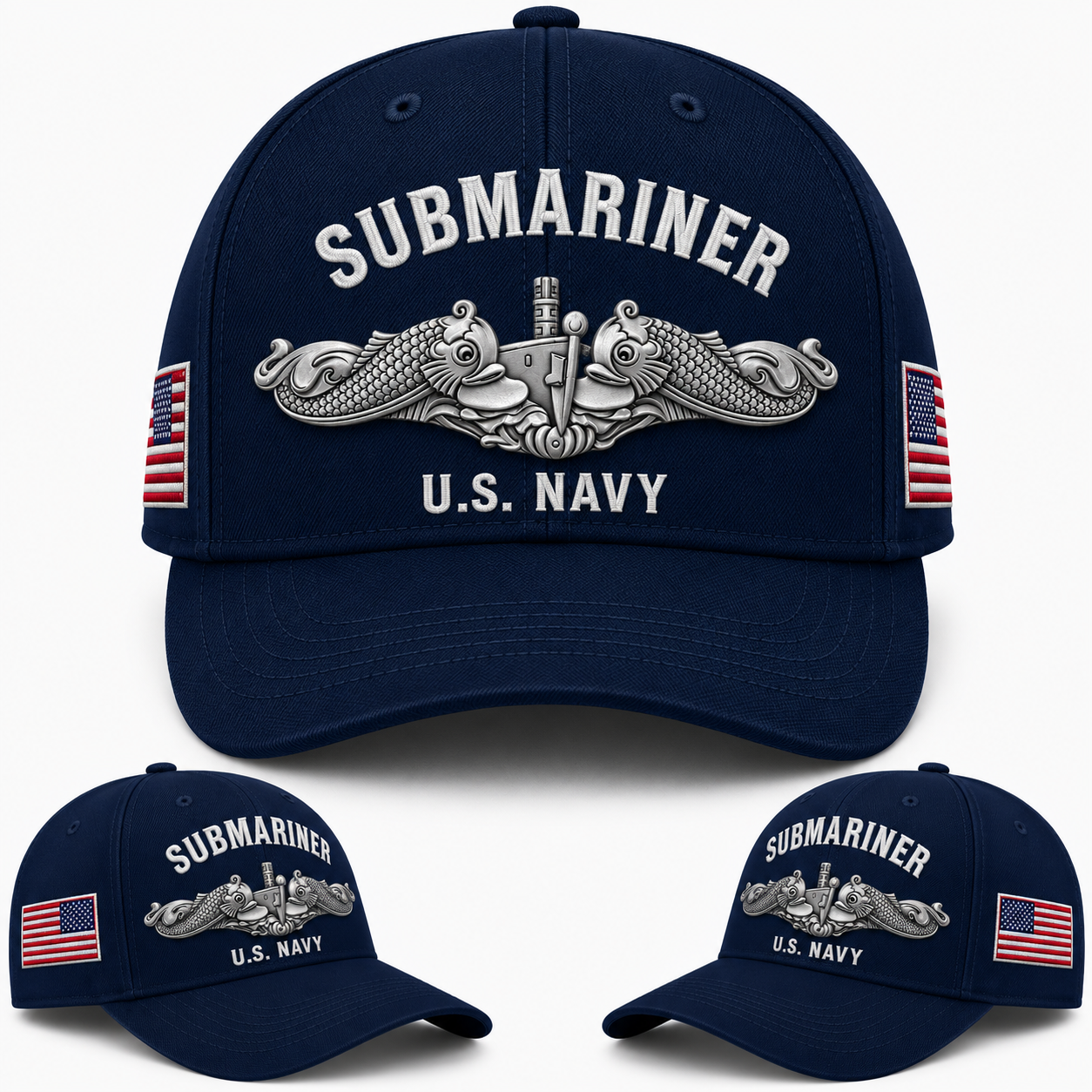 Submariner U.S. Navy Silver Dolphins Baseball Cap - Military Veteran Hat