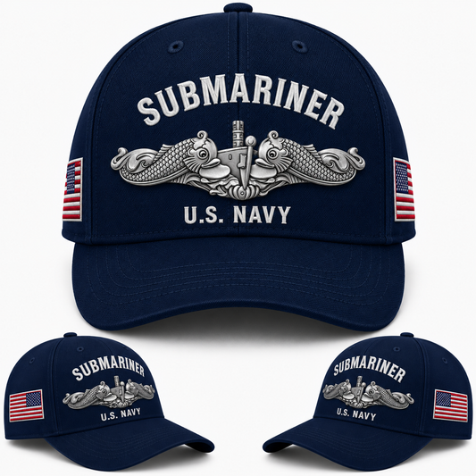 Submariner U.S. Navy Silver Dolphins Baseball Cap - Military Veteran Hat