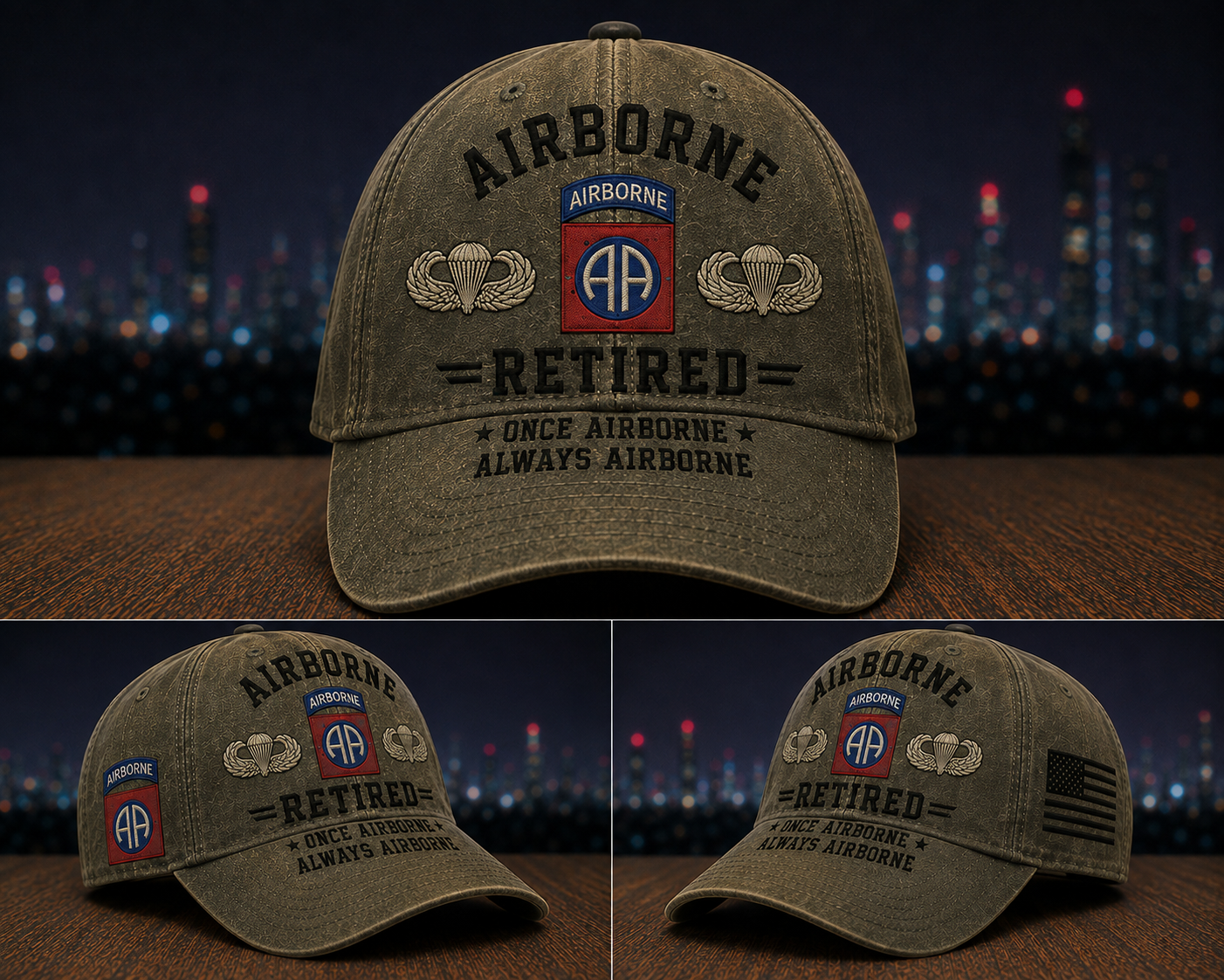 US Army 82nd Airborne Retired Veteran Baseball Cap