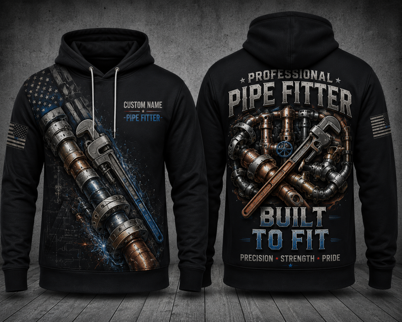 Custom Name Professional Pipe Fitter Built To Fit 3D Hoodie