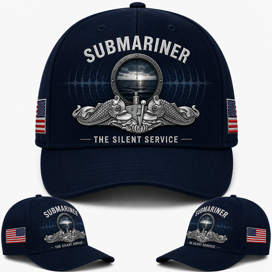 Submariner The Silent Service Baseball Cap - U.S. Navy Silver Dolphins Veteran Hat