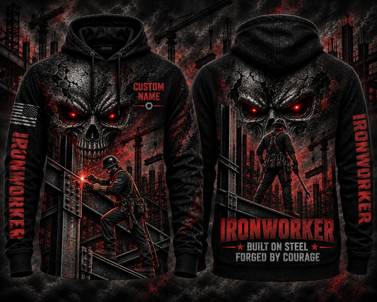 Custom Name Ironworker Built On Steel Halloween 3D Hoodie