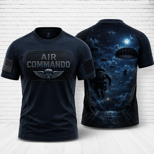 Air Commando Night Jump 3D T-Shirt | C-130 Paratrooper Military Veteran Shirt