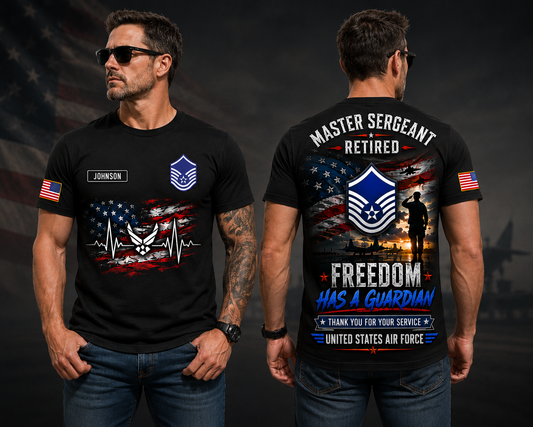 Master Sergeant Retired Once An Airman Always An Airman USAF Veteran T-Shirt