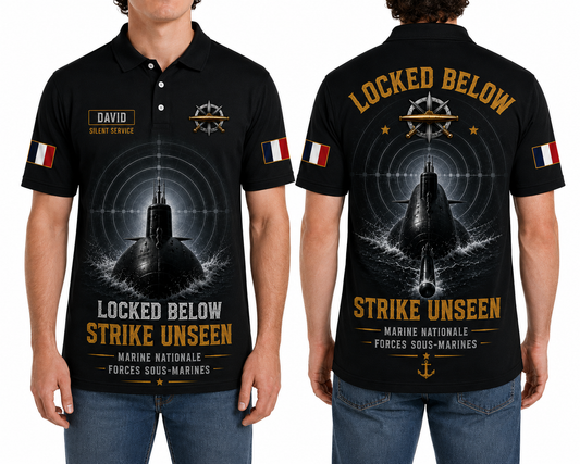 Locked Below Strike Unseen French Navy Submarine Marine Nationale Polo Shirt
