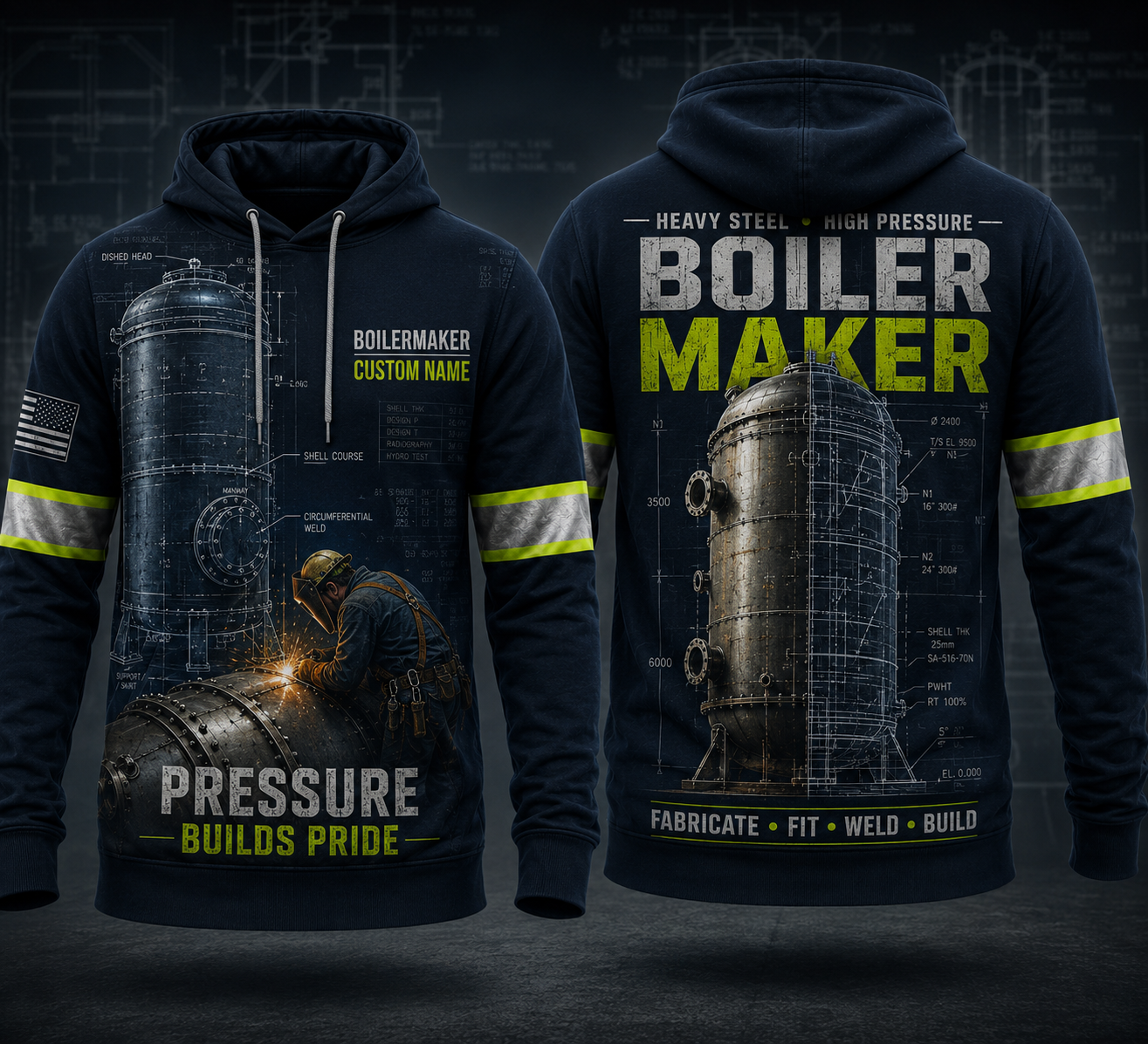 Custom Name Boilermaker Pressure Builds Pride 3D Hoodie