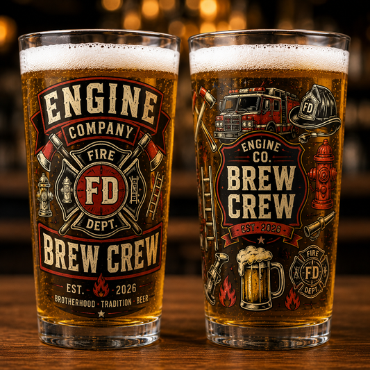 Engine Company Brew Crew Firefighter Pint Beer Glass