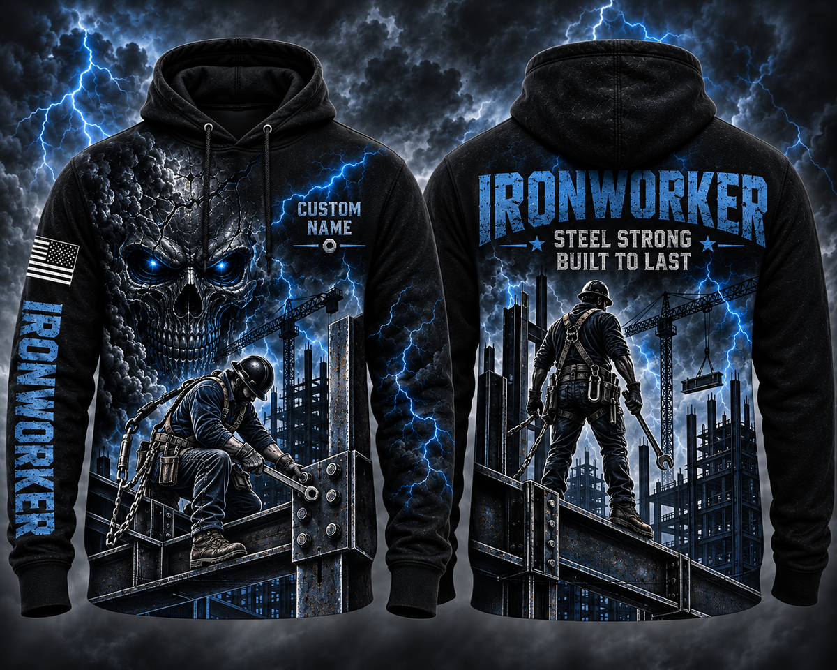 Custom Name Ironworker Steel Strong Built To Last Halloween 3D Hoodie