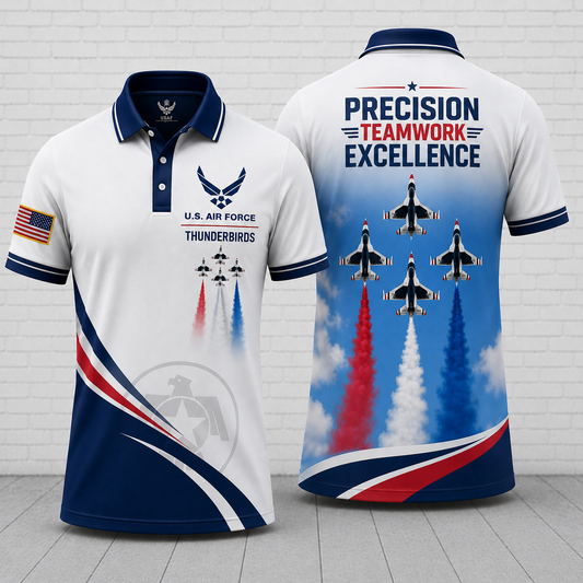 US Air Force Thunderbirds Polo Shirt - Precision Teamwork Excellence