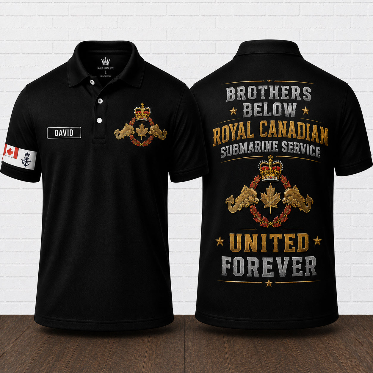 Royal Canadian Submarine Service Brothers Below Polo Shirt