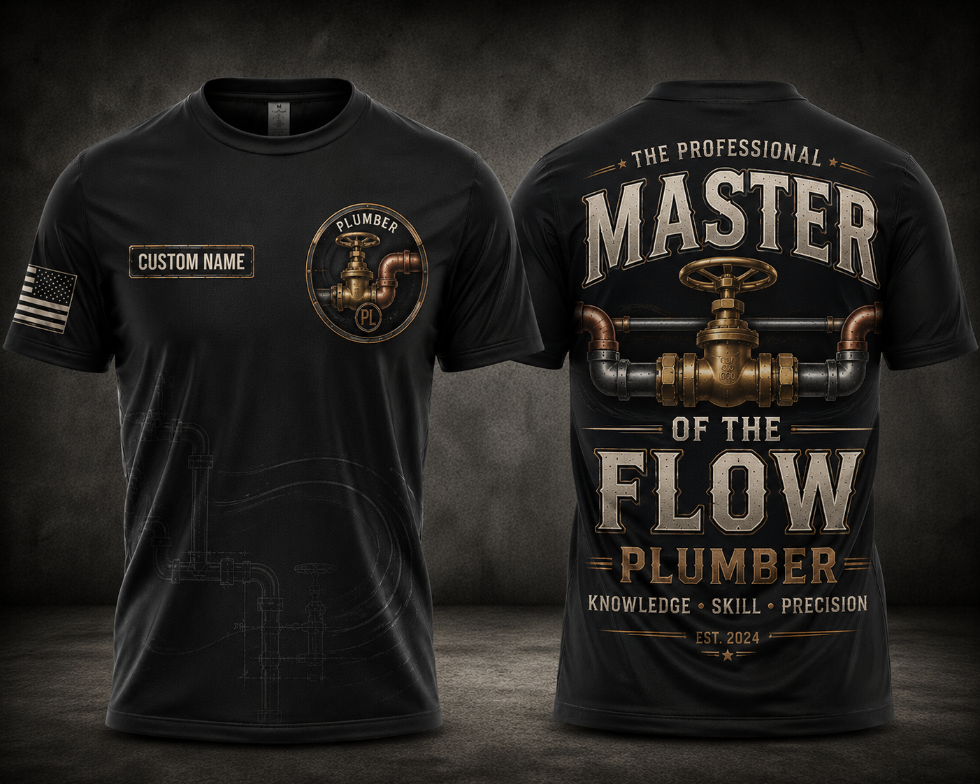 Custom Name Professional Plumber Master Of The Flow 3D T-Shirt
