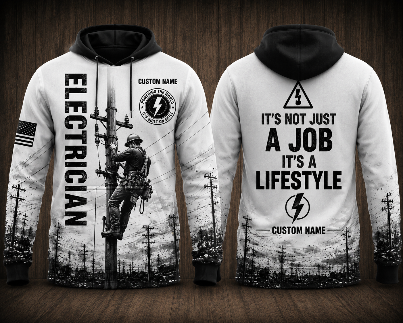 Custom Name Electrician It's Not Just A Job It's A Lifestyle 3D Hoodie