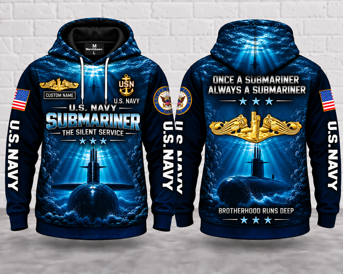 US Navy Submariner Brotherhood Runs Deep 3D Hoodie - The Silent Service