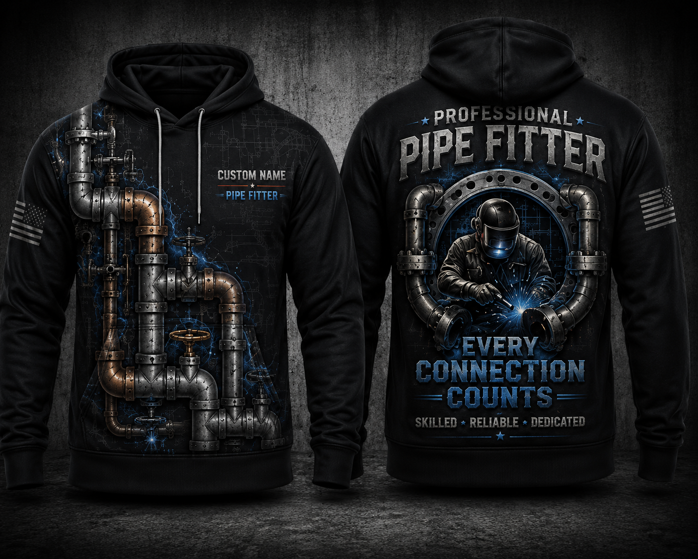 Custom Name Professional Pipe Fitter Every Connection Counts 3D Hoodie