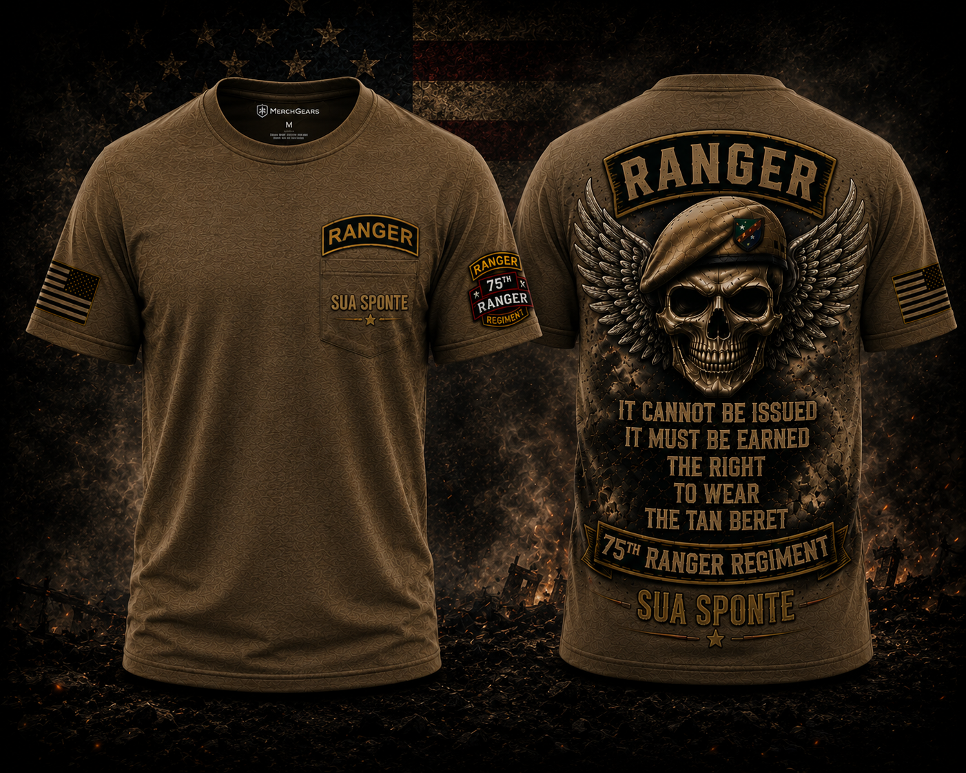 The Right To Wear The Tan Beret Sua Sponte 75th Ranger Regiment 3D T-Shirt