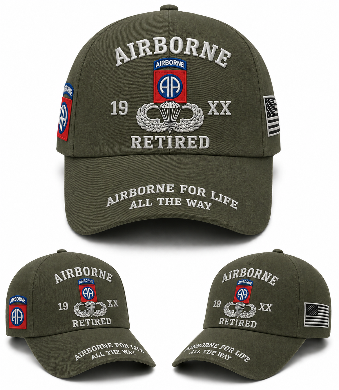 Custom 82nd Airborne Retired Veteran Baseball Cap