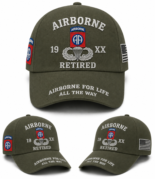 Custom 82nd Airborne Retired Veteran Baseball Cap
