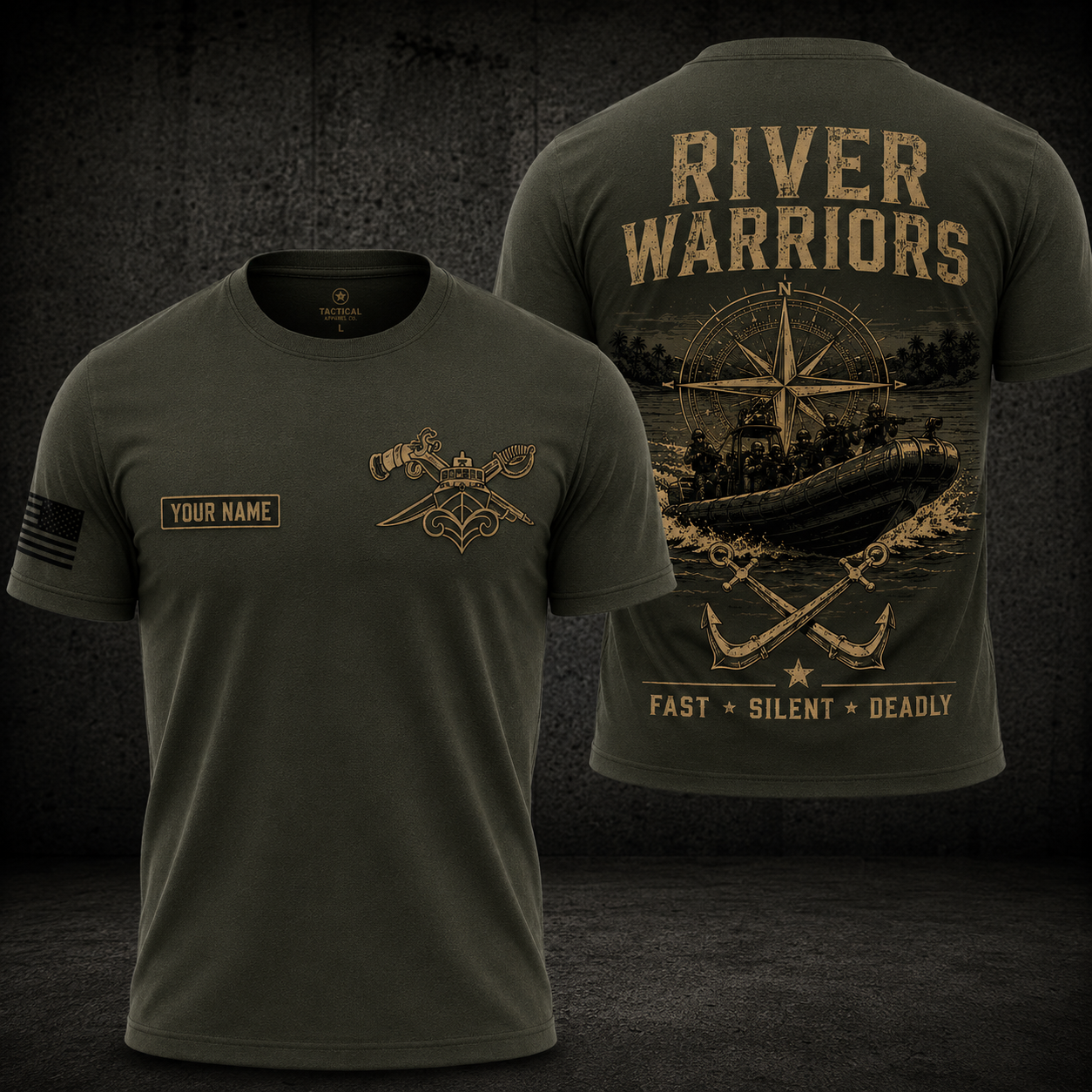 Personalized River Warriors 3D T-Shirt | Custom Tactical Military River Boat Shirt