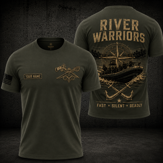 Personalized River Warriors 3D T-Shirt | Custom Tactical Military River Boat Shirt
