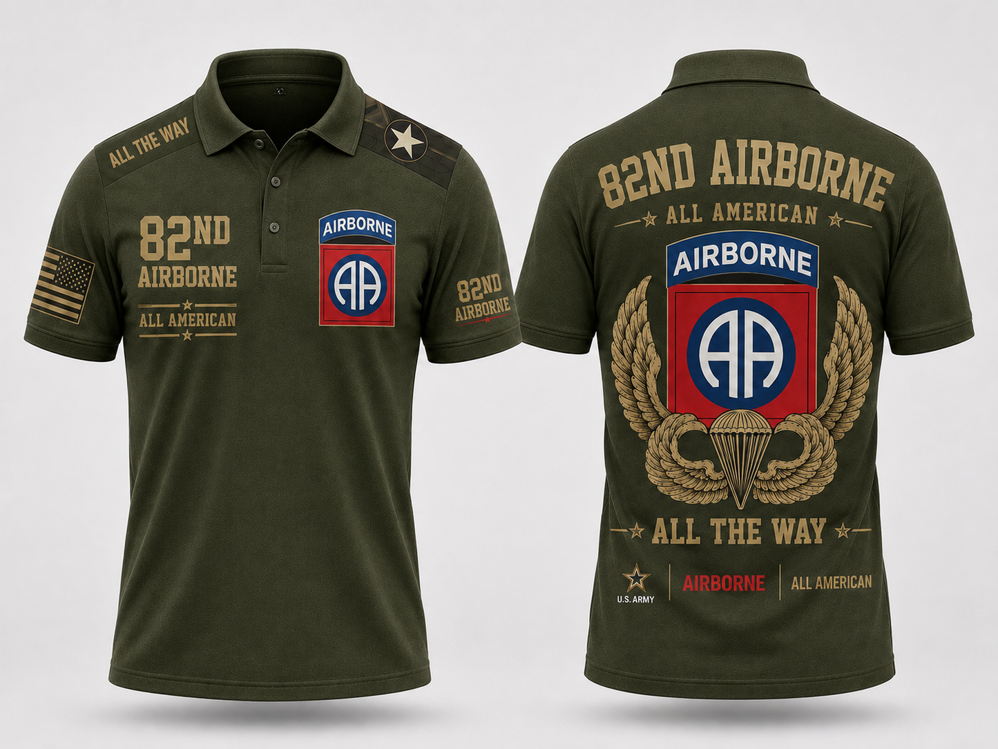 US Army 82nd Airborne Division All American Polo Shirt