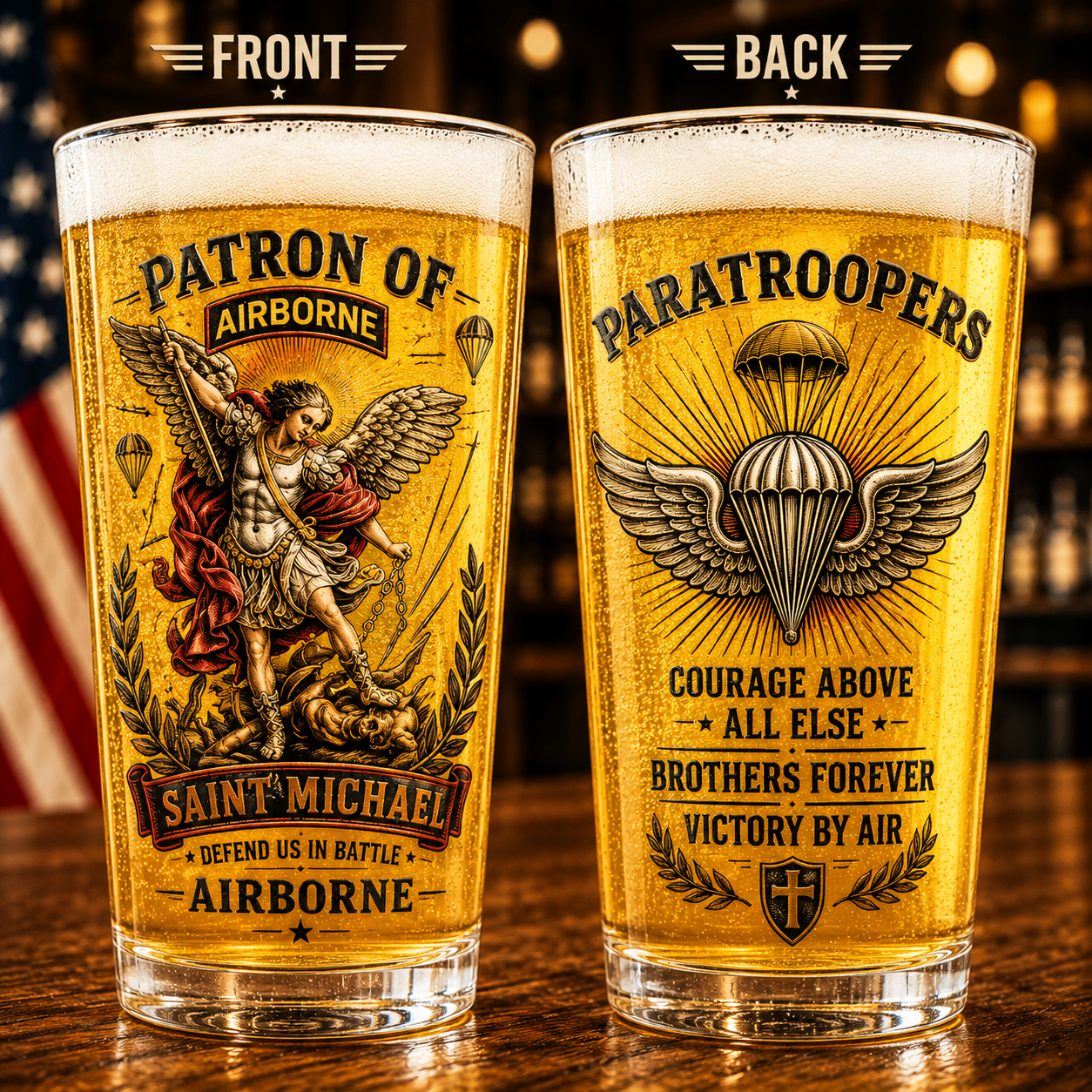 Saint Michael Airborne 16oz Pint Beer Glass