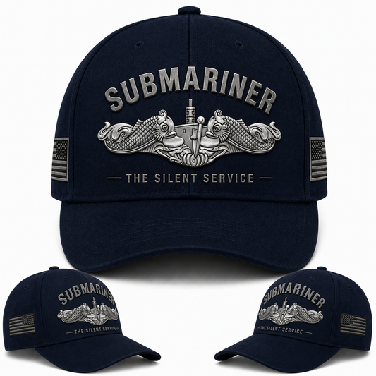 Submariner The Silent Service Baseball Cap - U.S. Navy Silver Dolphins Military Veteran Hat