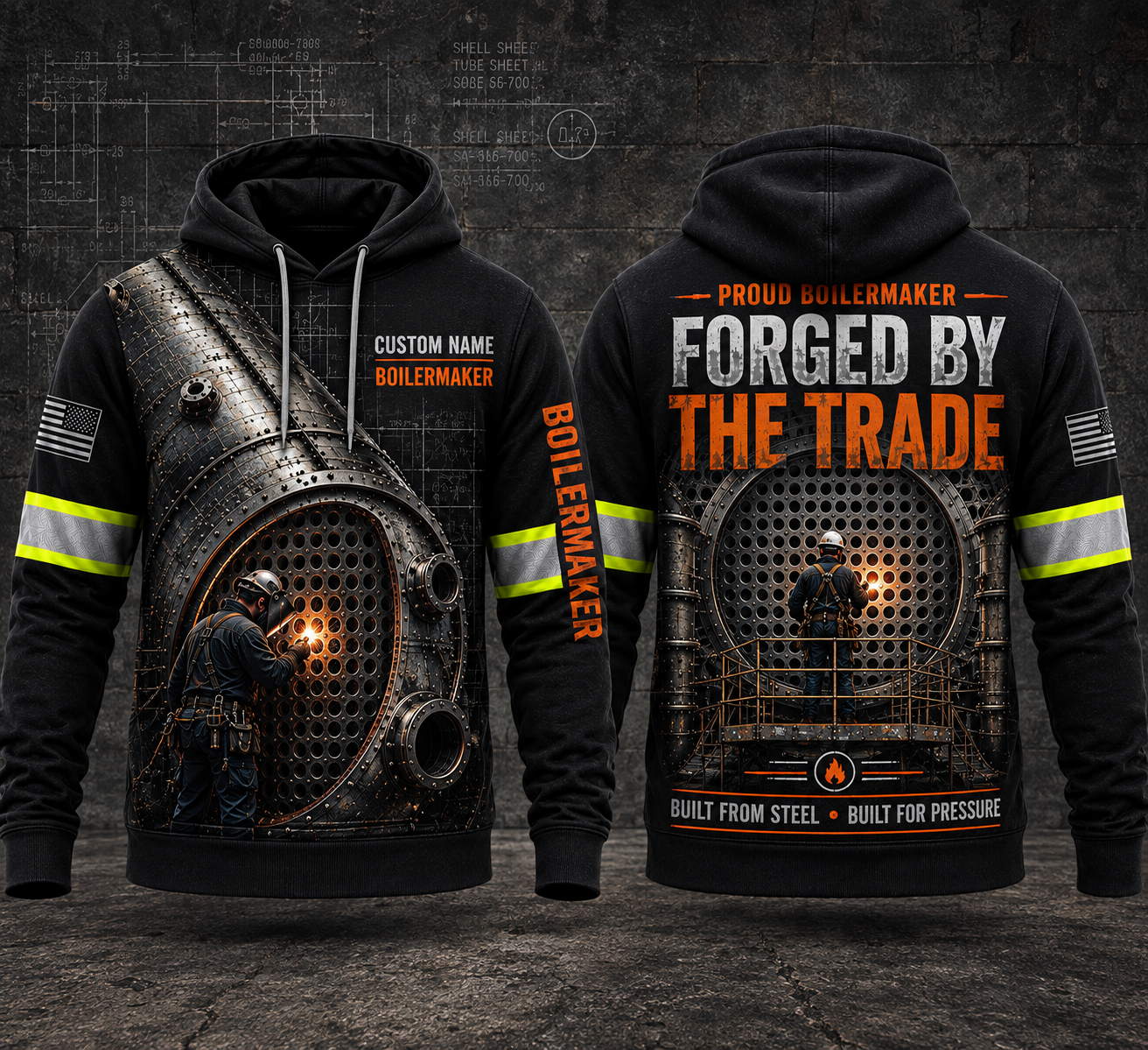 Custom Name Boilermaker Forged By The Trade 3D Hoodie
