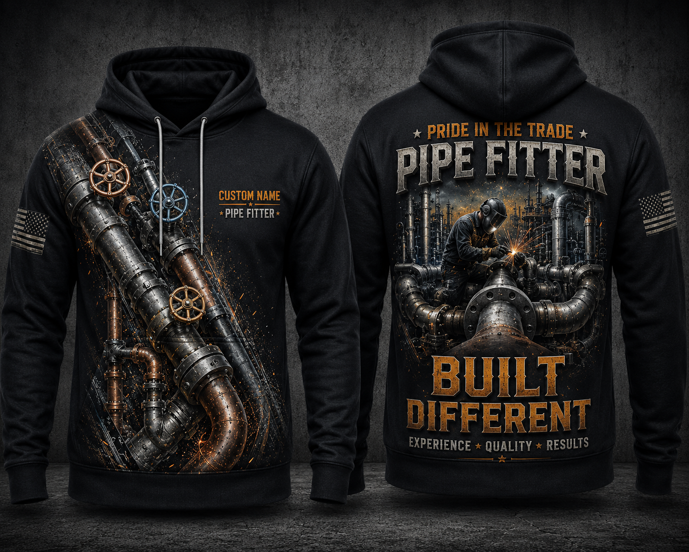 Custom Name Pipe Fitter Pride In The Trade Built Different 3D Hoodie