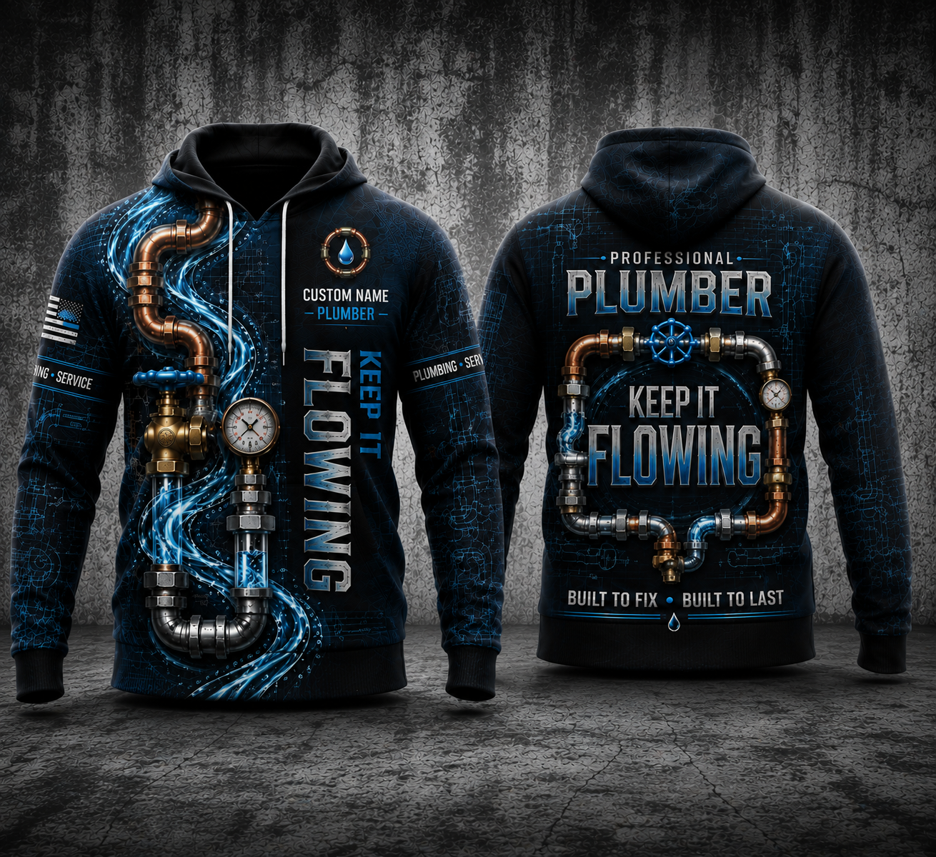 Custom Name Plumber Keep It Flowing 3D Hoodie