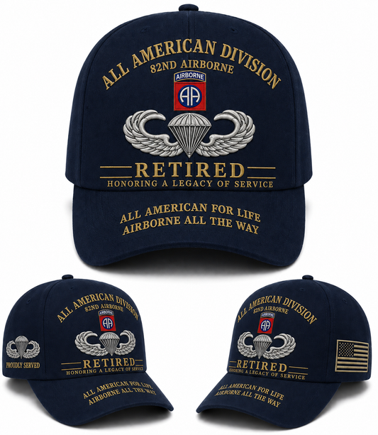 82nd Airborne All American Division Retired Veteran Baseball Cap