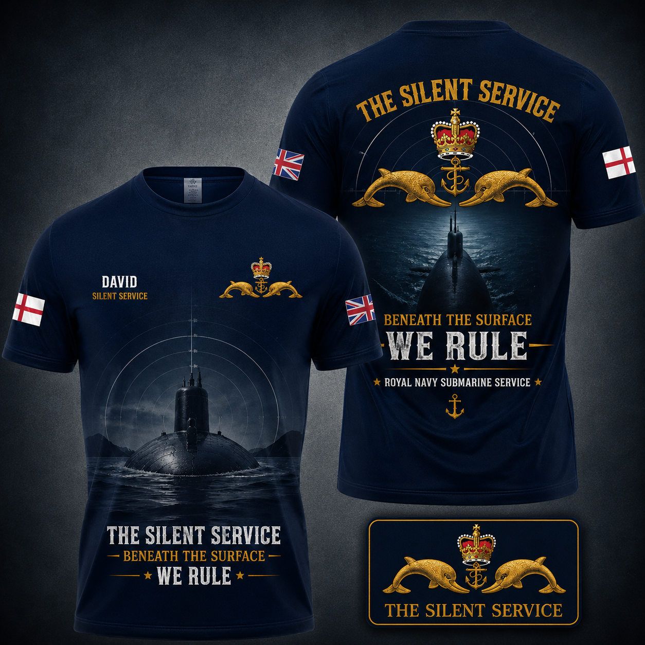 Royal Navy Submarine Silent Service Beneath The Surface We Rule Custom Name T-Shirt